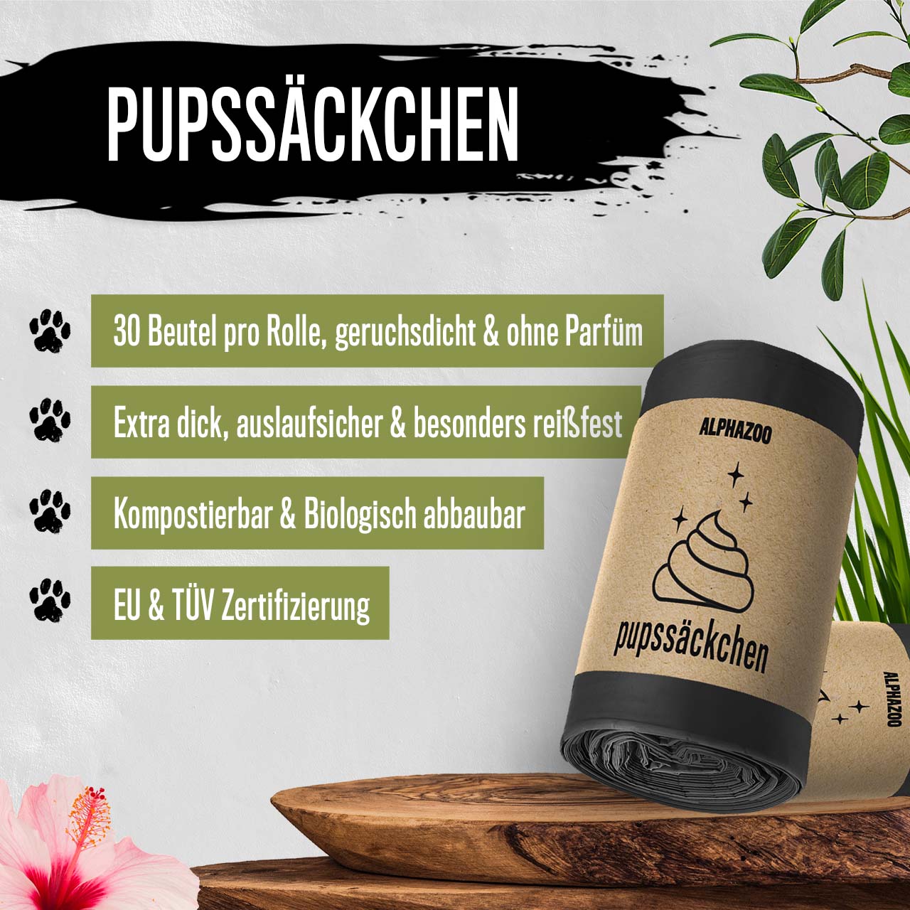 Pupssäckchen Kotbeutel für Hunde I Kompostierbare Hundekotbeutel