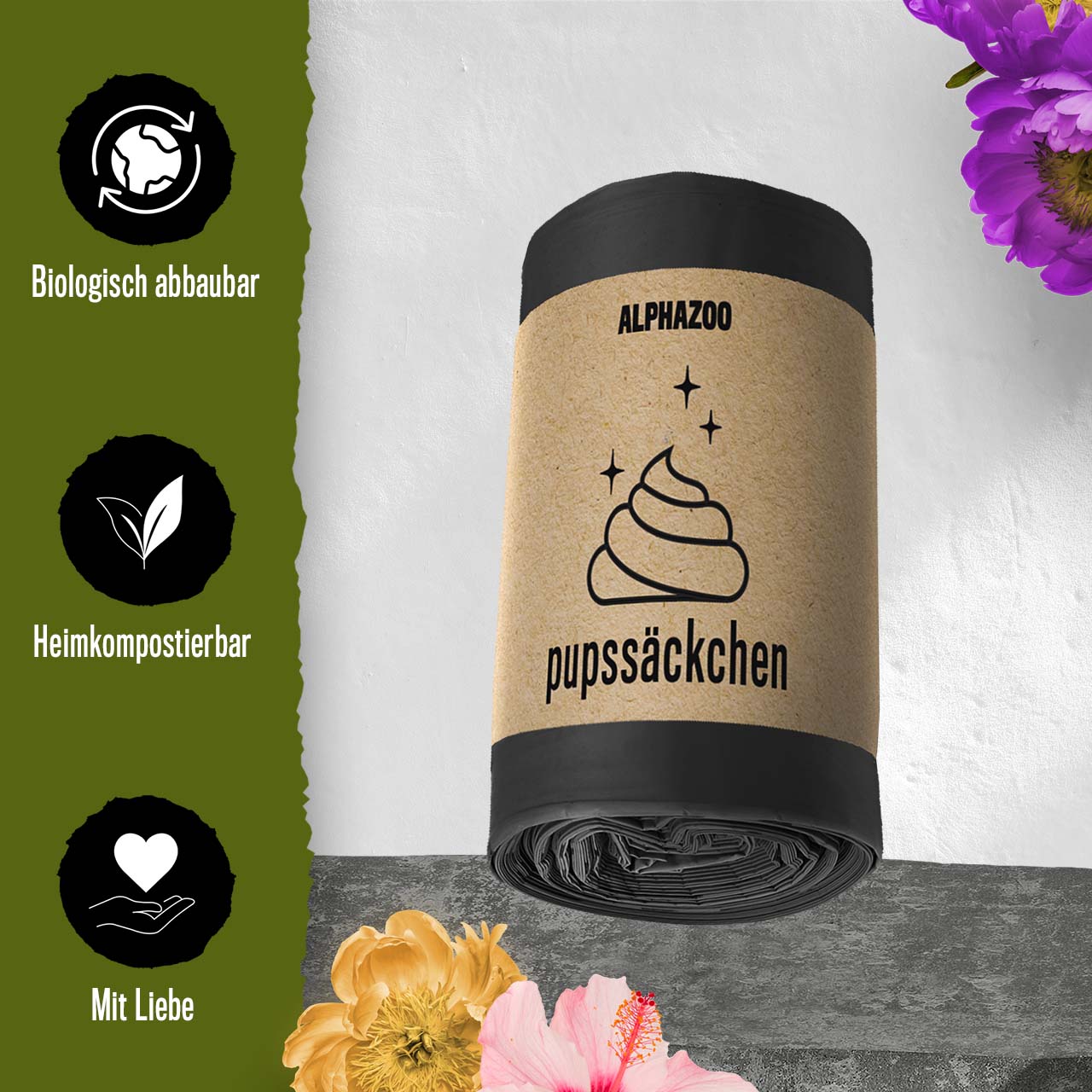 Pupssäckchen Kotbeutel für Hunde I Kompostierbare Hundekotbeutel