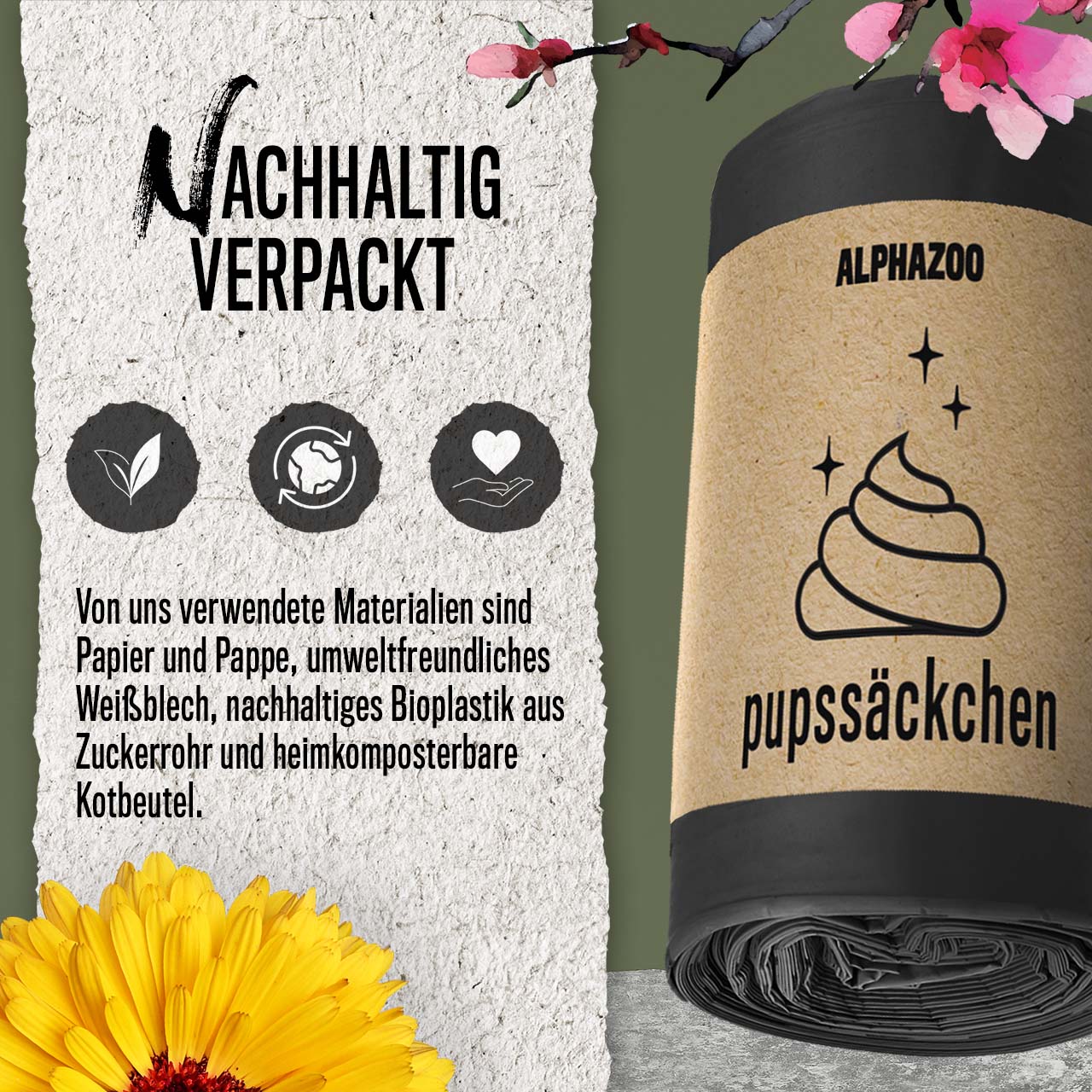 Pupssäckchen Kotbeutel für Hunde I Kompostierbare Hundekotbeutel