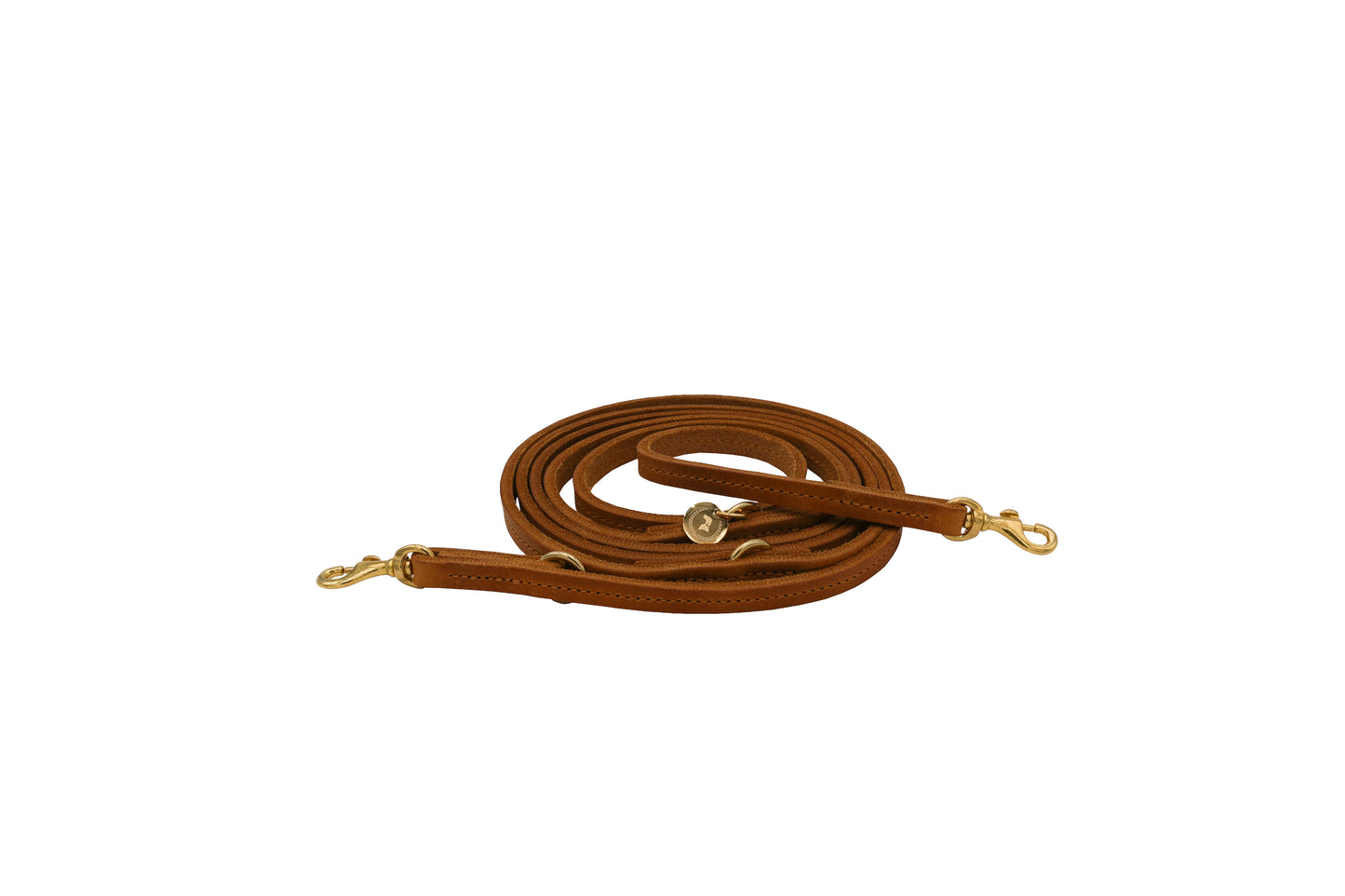 Grease leather leash Classic Small cognac