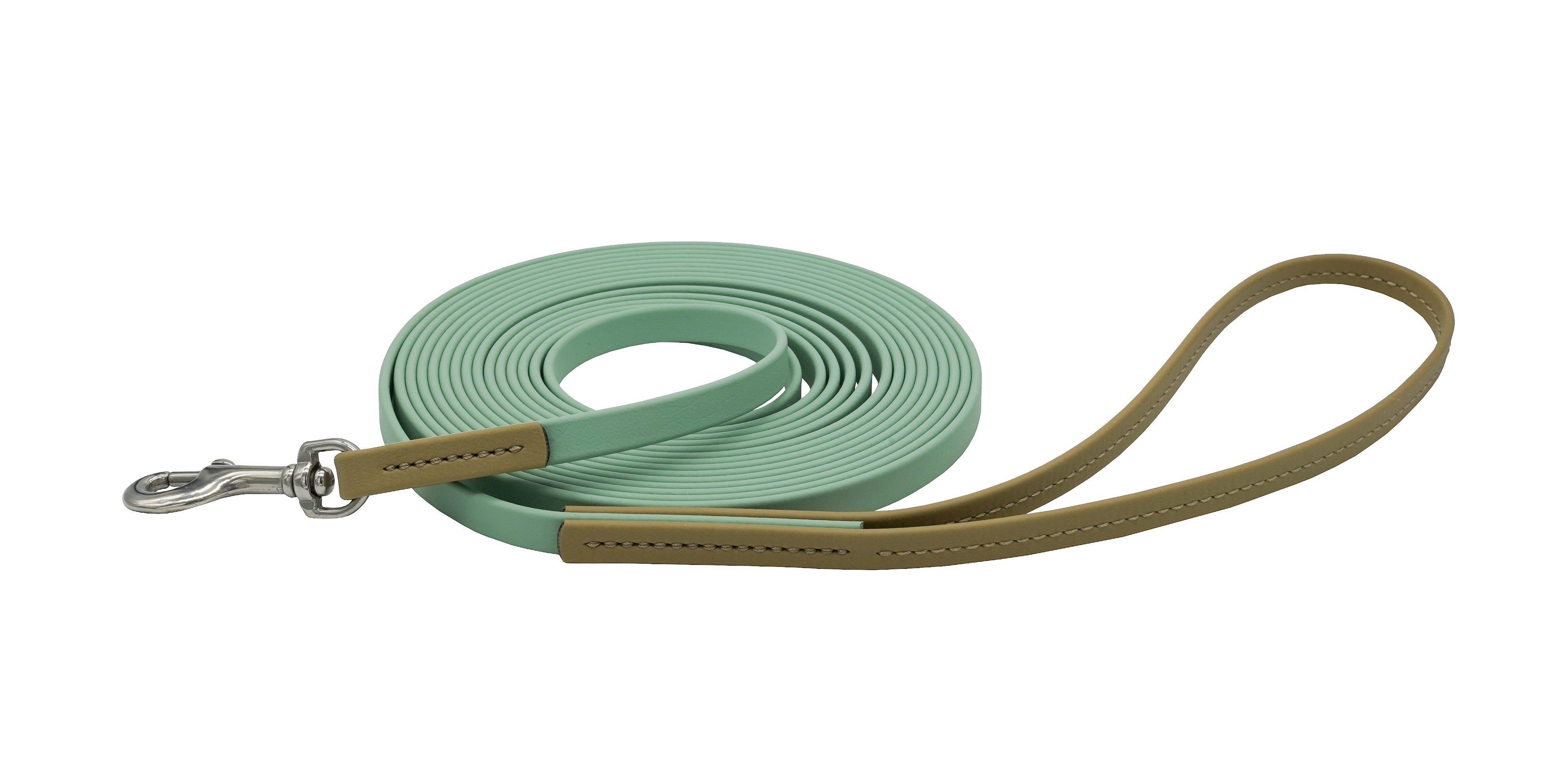 Biothane Schleppleine Maddison mit Handschlaufe Salbei/Beige-Grün